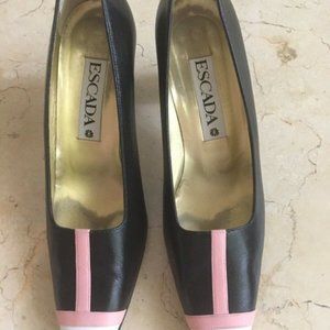 Black with pink stripe and white toe womens Escada